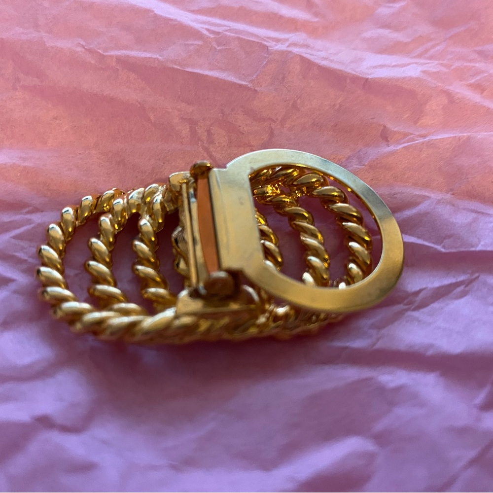 Lot of 3 vintage scarf clips, gold tone, circular jewelry, broche clip - Picture 3 of 7